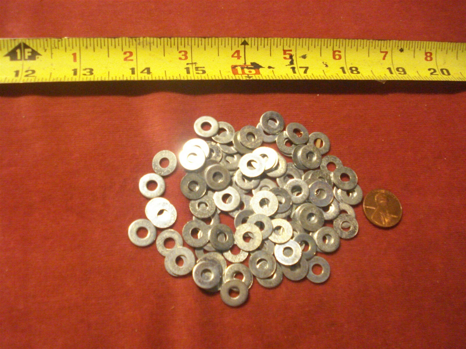 (2505.) Flat Washers SAE #8 Zinc Plated – ~100 pc Lot
