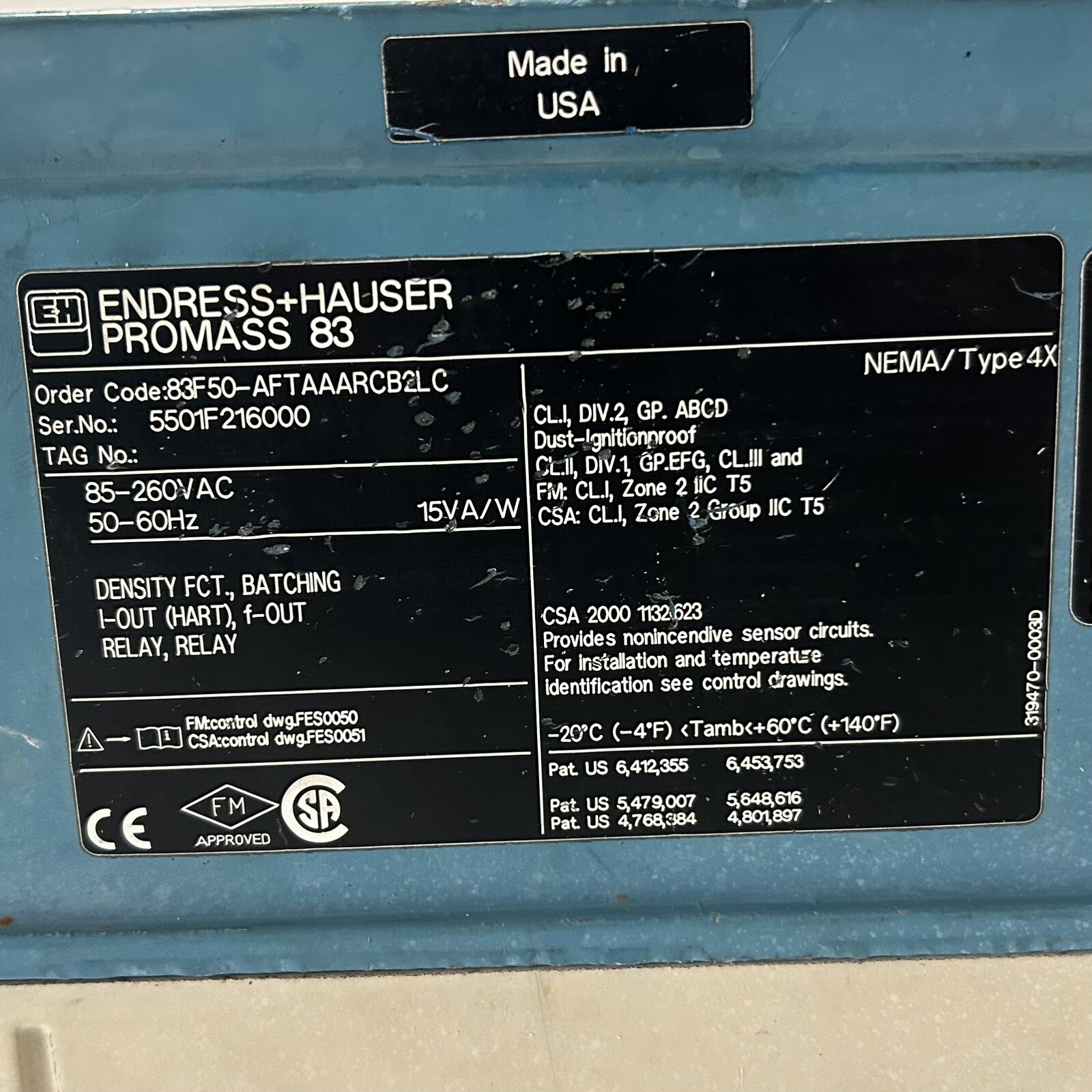 Endress Hauser Promass 83 Flowmeter Transmitter