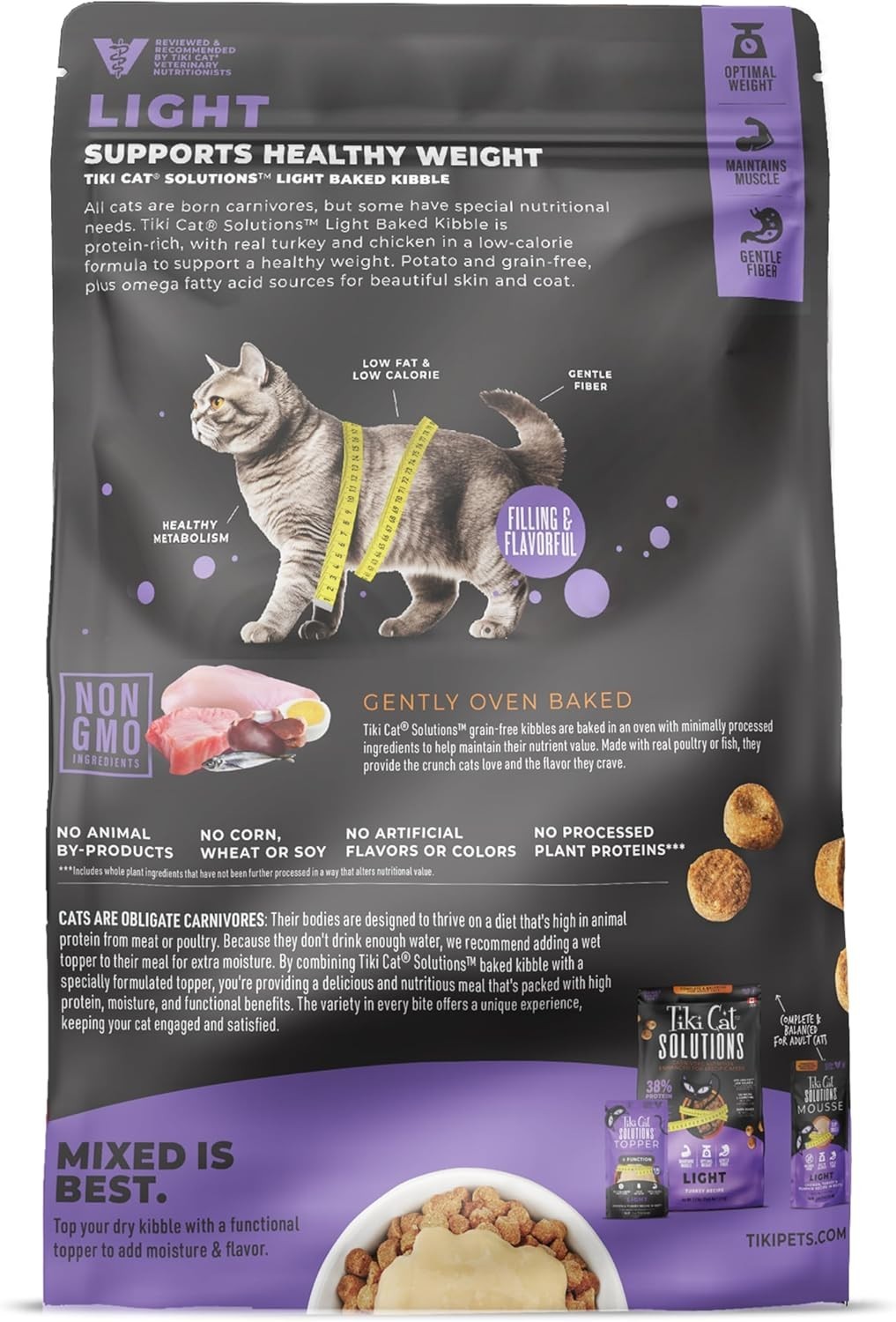 Tiki Cat® Solutions# Adult Cat Food – Light, Turkey Recipe – 5.6 lbs Bag