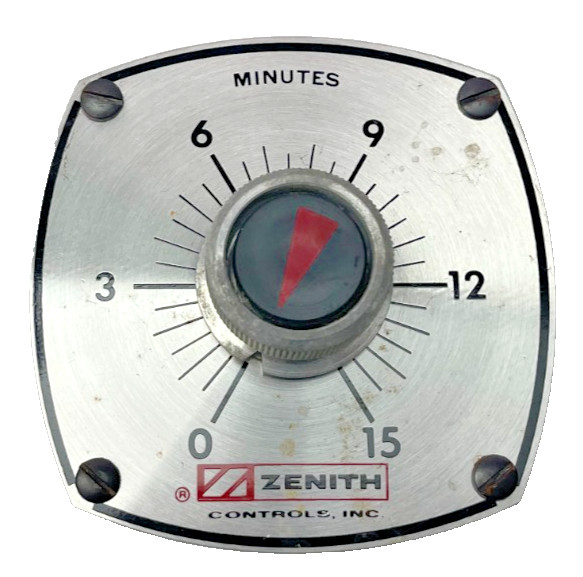 ZENITH CONTROLS 15 MINUTE TIMER Panel Mount Dial Crank 120VAC 1T15MXA1