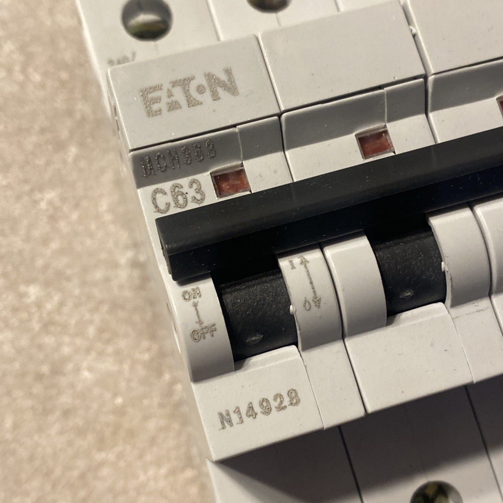 Eaton C63/3 Miniature Circuit Breaker 63A Amp 15kA 3Pole 278879 New