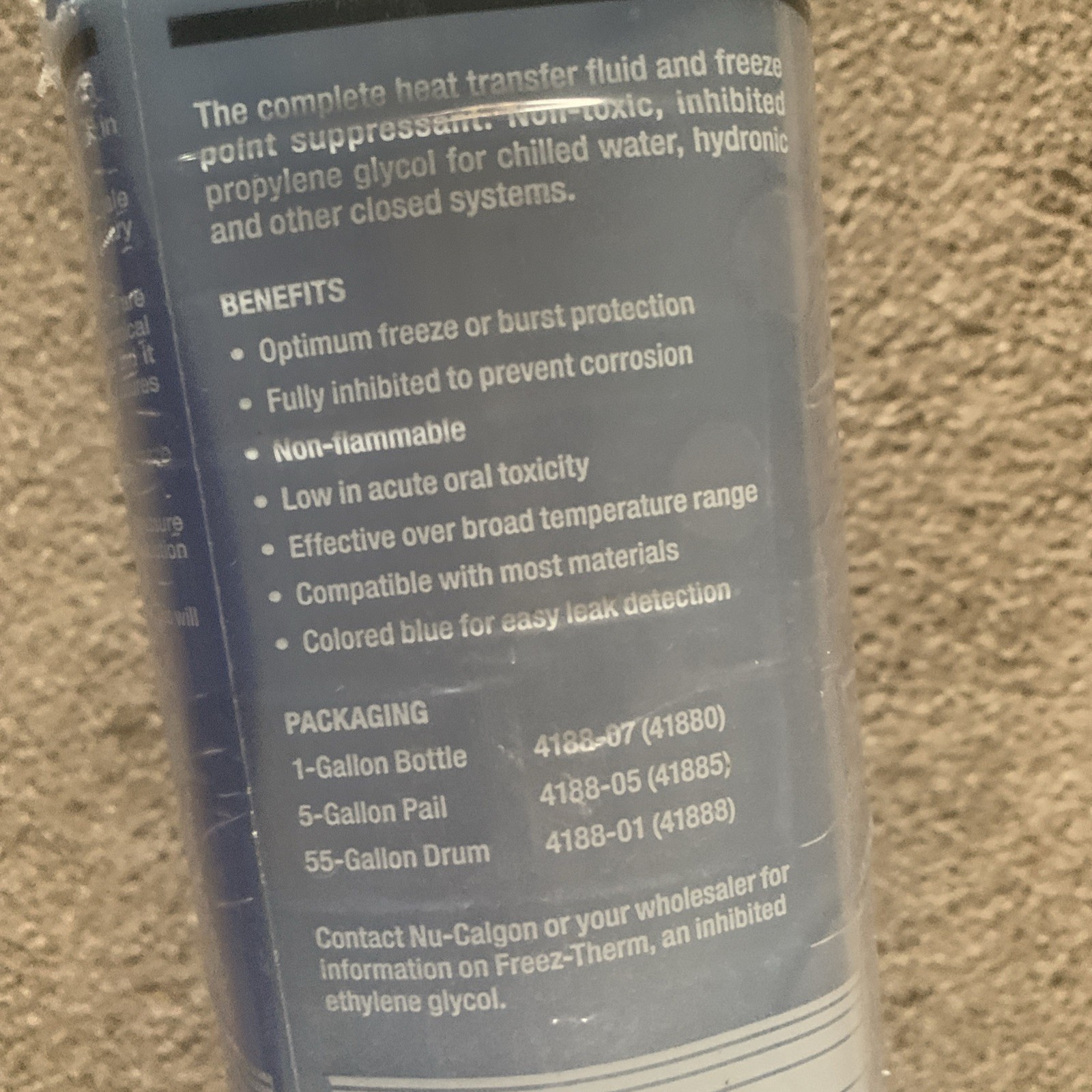 Lot Of 2 Nu-Calgon 4188-07 Freez-Kontr’l Propylene Glycol, Blue, 1 Gallon Bottle
