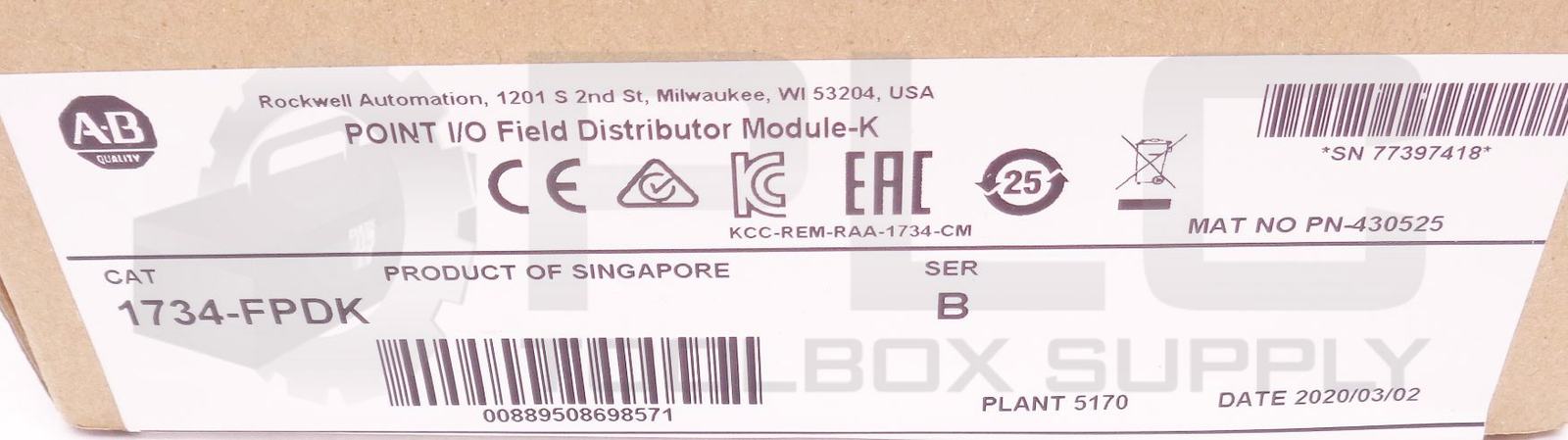 NEW SEALED ALLEN BRADLEY 1734-FPDK SER B POINT I/O FIELD DISTRIBUTOR MODULE-K