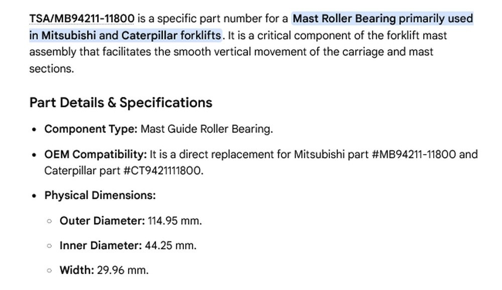 1 NEW TOTAL SOURCE TSA/MB94211-11800 MAST ROLLER BEARING NNB ***MAKE OFFER***