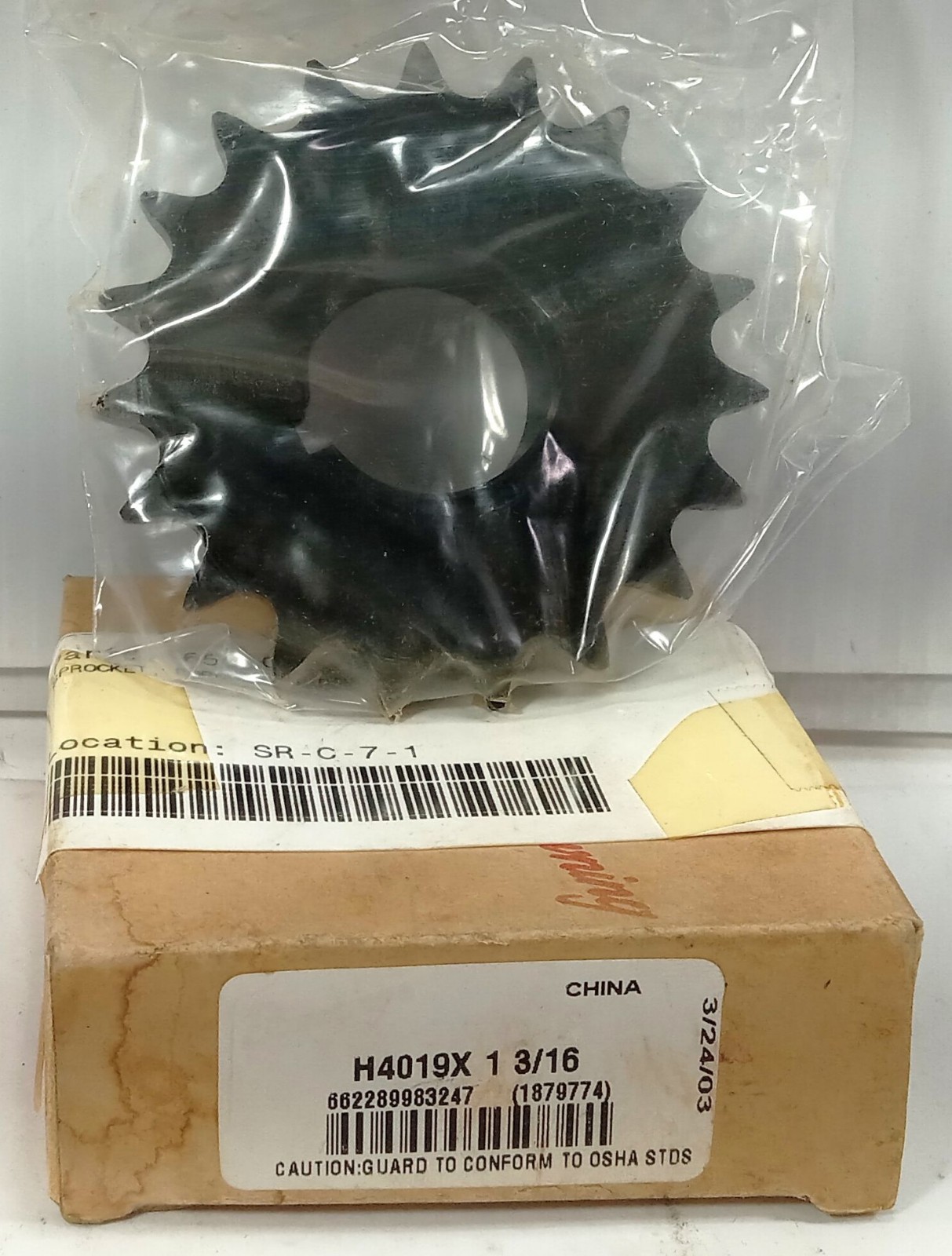 1 NEW BROWNING H4019X 1 3/16 1879774 ROLLER CHAIN SPROCKET NIB ***MAKE OFFER***