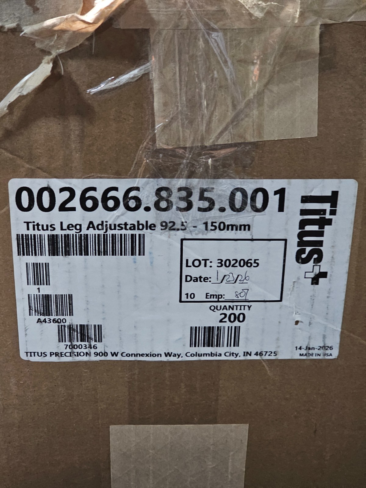 (QTY 200) Titus 002666.835.001 Adjustable Plastic Cabinet Leveler 92.5-150mm