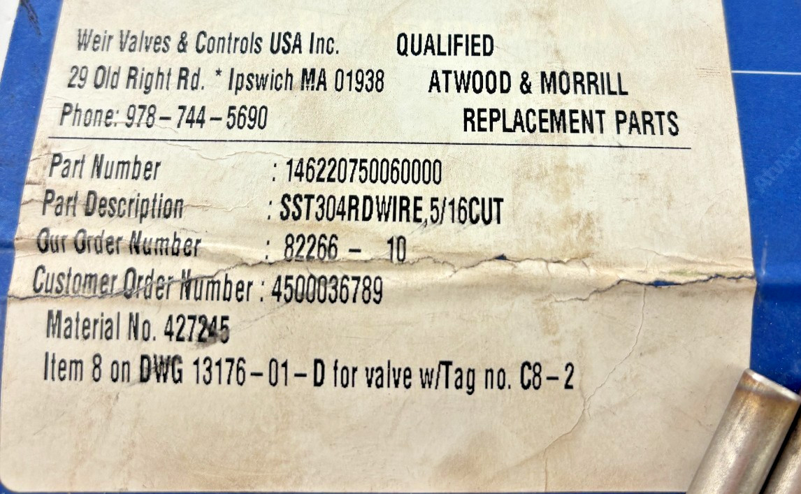 Weir Valve 14622750060000 5/16″ Cut Industrial Valve Replacement (LOT OF 3)