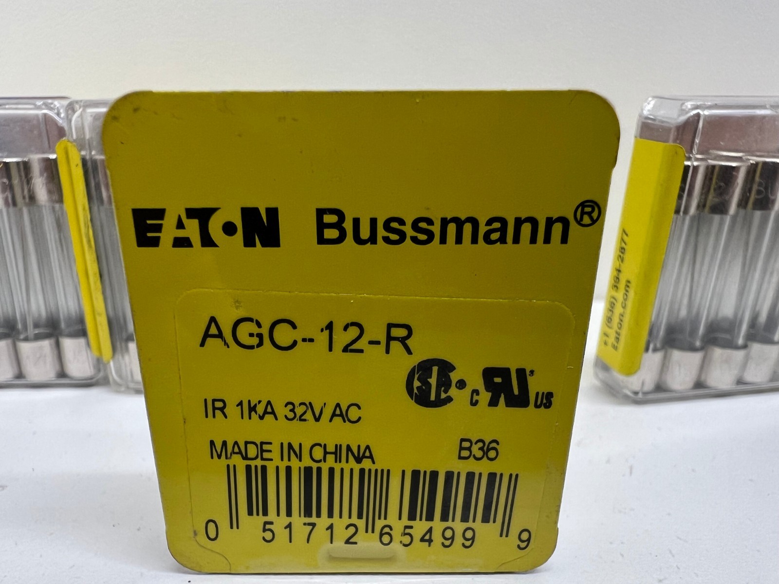 LOT OF (20) NEW OLD STOCK! EATON BUSSMANN 20A FAST-ACTING FUSES AGC-12-R