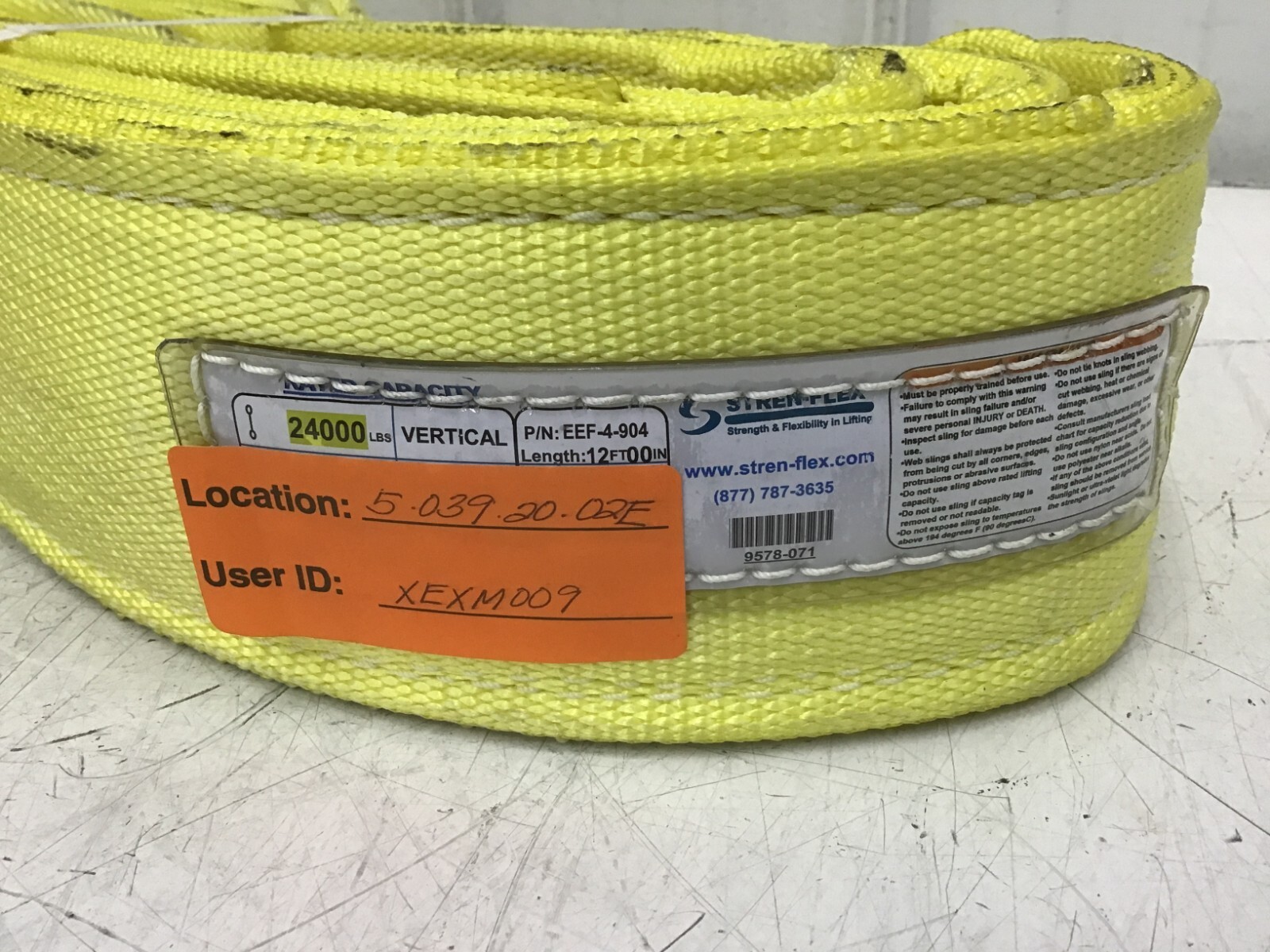 STREN-FLEX – Eef4-904-12 Synthetic Web Sling, Flat Eye And Eye 12 Ft L 4 In W