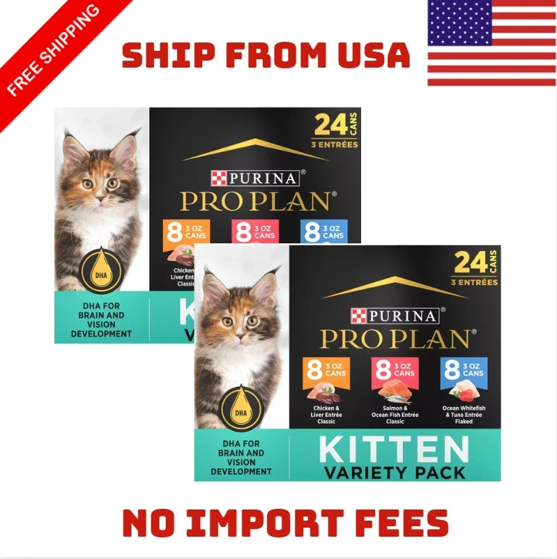 Purina Pro Plan High Protein Wet Kitten Food Variety Pack, 2PACK (24) 3 oz. Ca