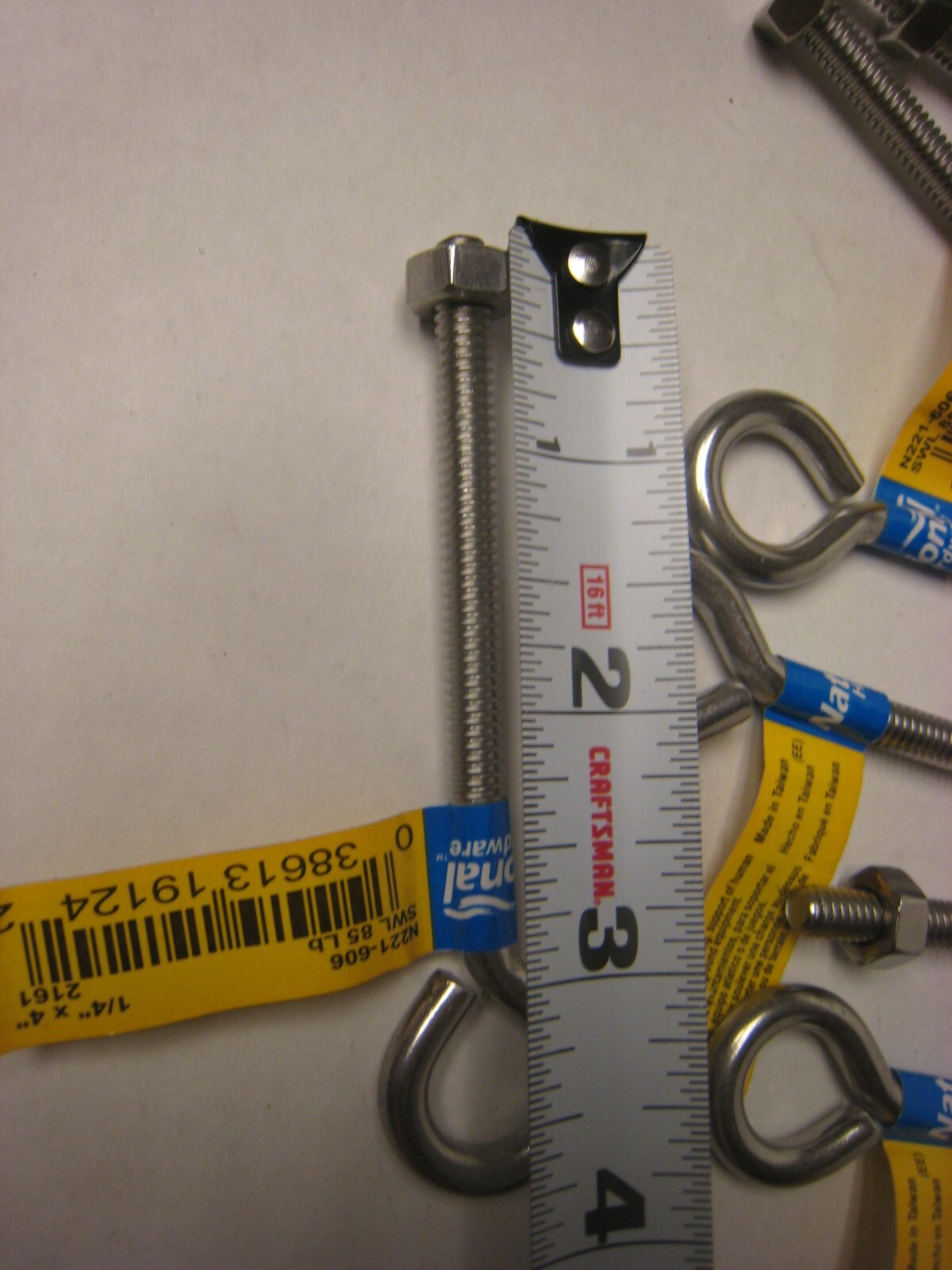 Lot of 8 yes 8 Stanley National Eye Bolts 1/4″ x 4″ N221-606 part 2161