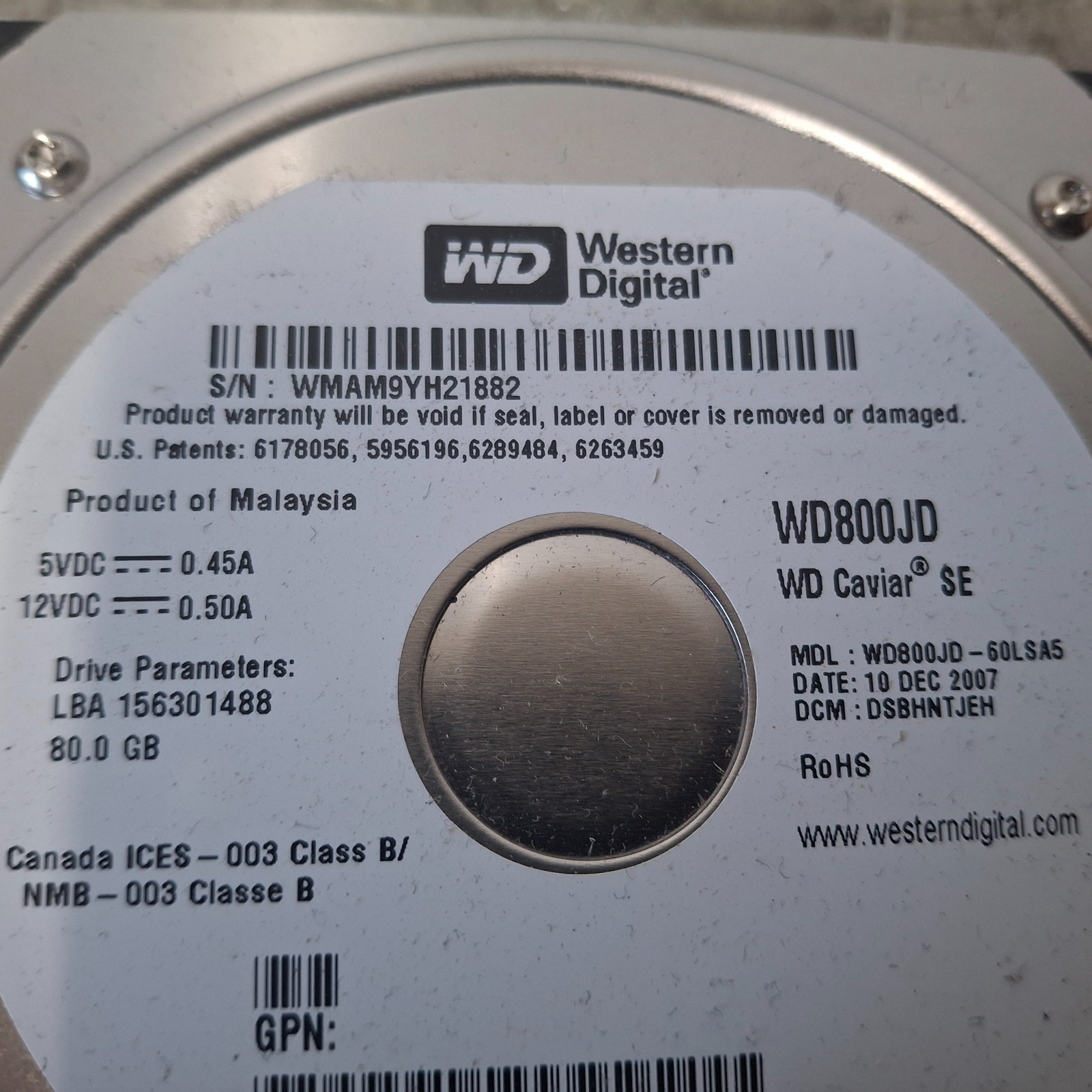WD Western Digital Caviar Hard Drive 80gb 7.2K SATA Hard Drive WD800JT