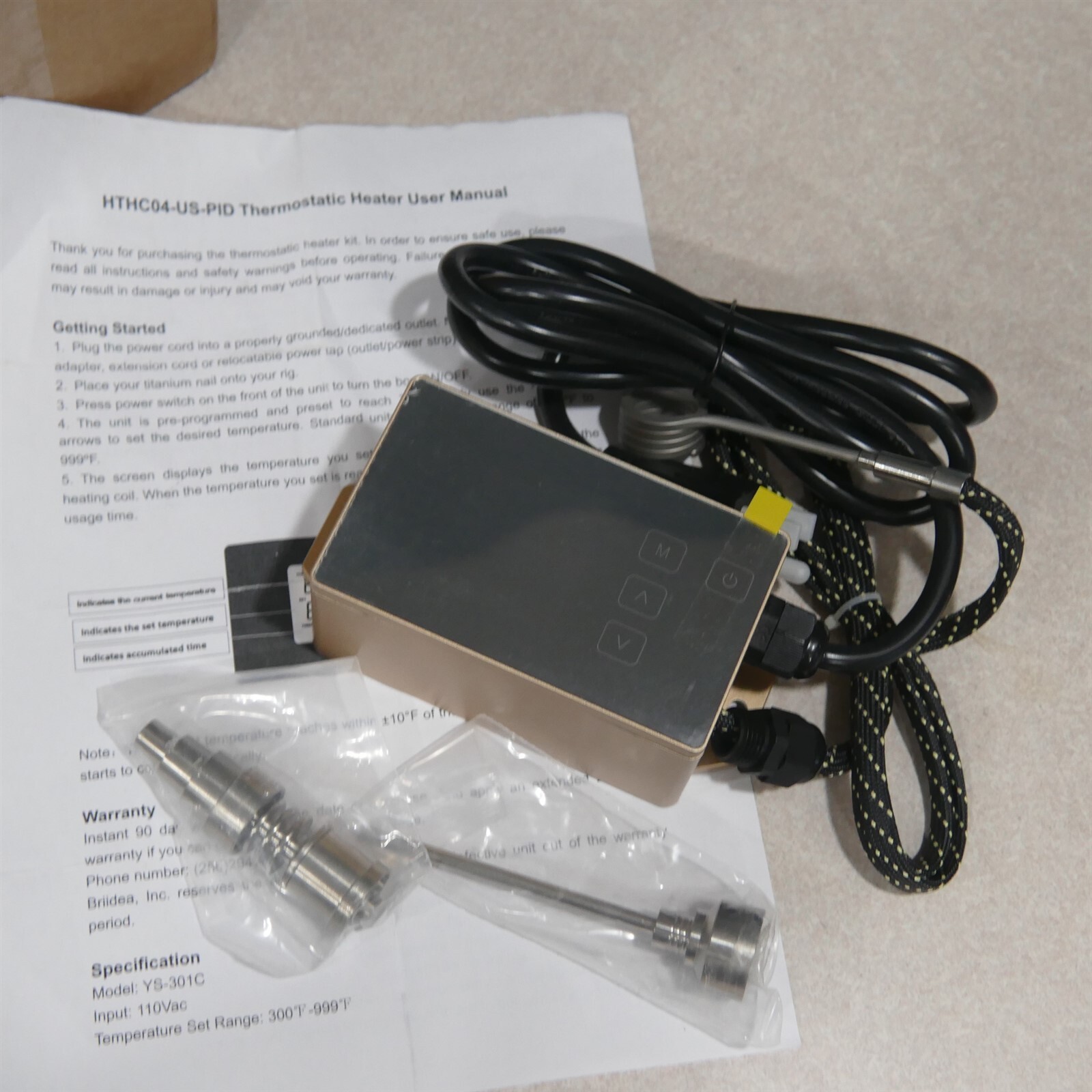 Digital Temperature Controller with Accessories ~ Golden 110V (Parts or Fix)