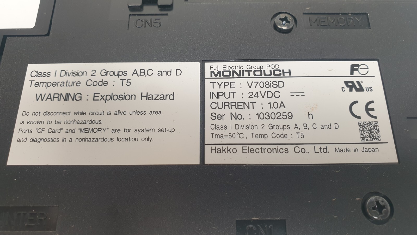 Fuji Electric MONITOUCH V708iSD Hakko Electronics