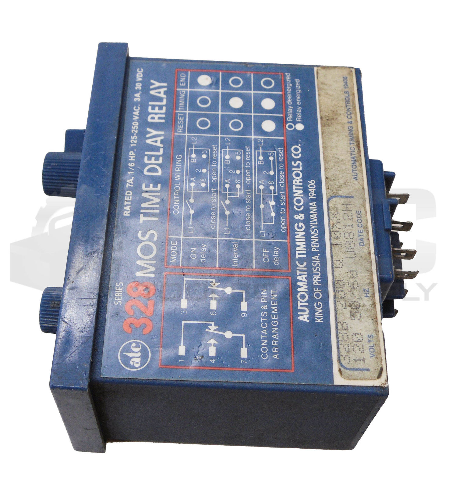 LOT OF 2 ATC 328B 200 Q 10XX TIME DELAY RELAY 7A 1/6HP 125-250VAC 3A 30VDC