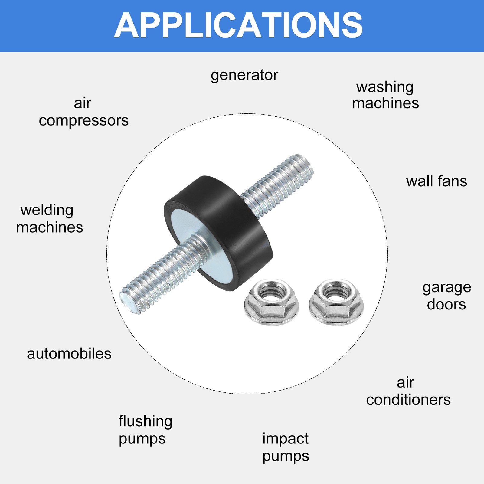 2Pcs M6 x 18mm Rubber Mounts, 8 x 20mm Rubber Vibration Isolator with Nuts
