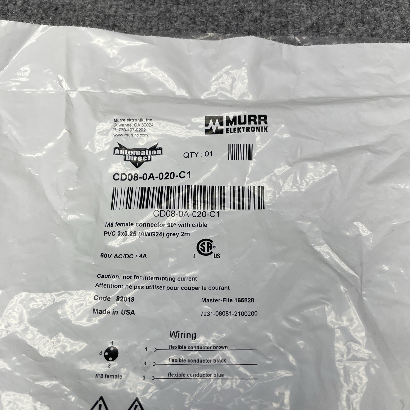 Automation Direct Murr Elektronik CD08-0A-020-C1 Cable New Other