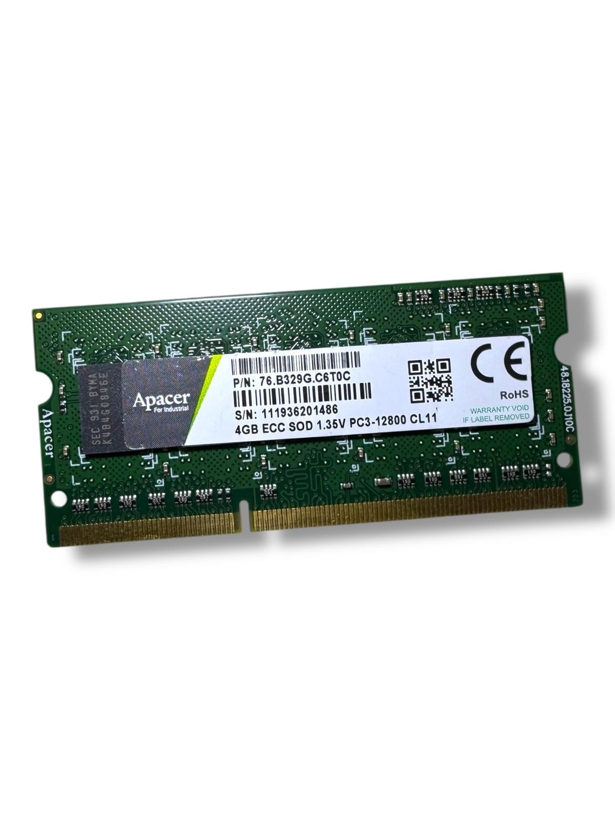 🟢Apacer 76.B329G.C6T0C 4GB ECC SOD 1.35V PC3-12800 CL11 (LOT- 16 pieces)