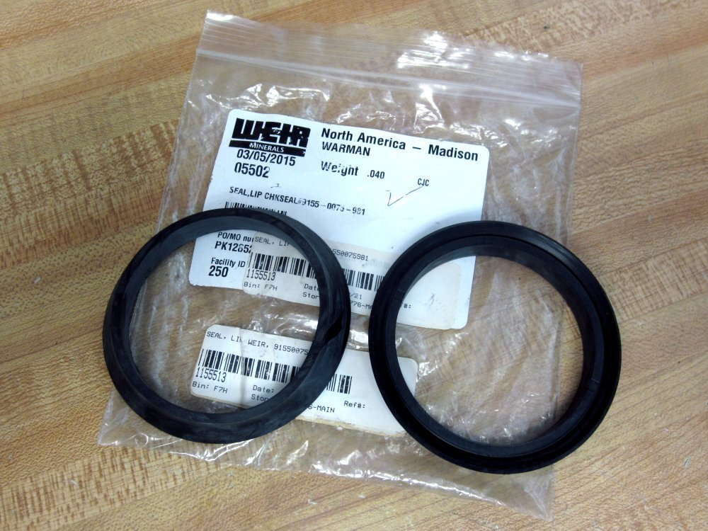 Weir Minerals 9155-0075-981 Chekseal Lip Seal 91550075981 (Pack of 2)