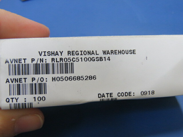 VISHAY RLR05C5100GSB14 Qty of 67 per Lot Res Metal Film 510 Ohm 2% 0.125W(1/8W)