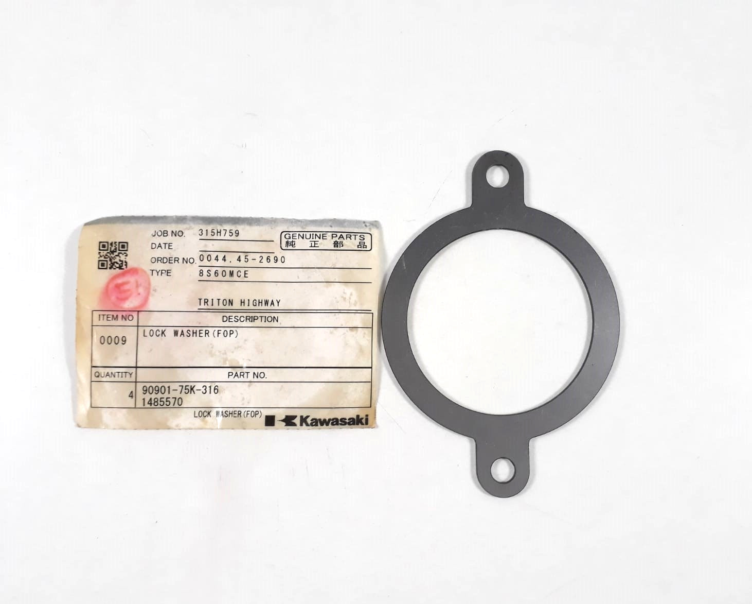 Lock Washer P/N 90901-75K-316 1485570 Kawasaki 8S60MCE Genuine Parts