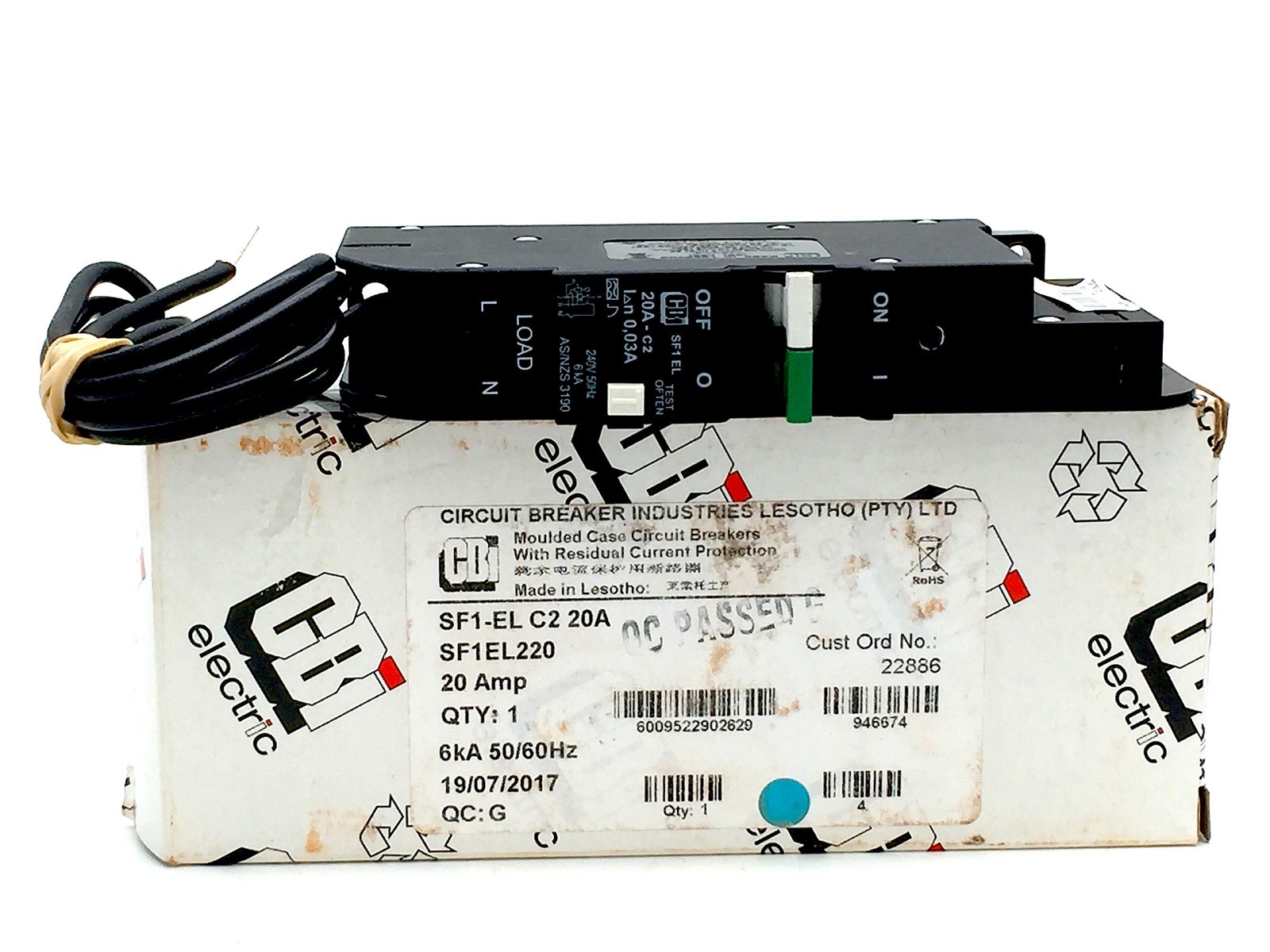 CBi Electric SF1EL220 Circuit Breaker with Residual Current Protection 20A 6kA