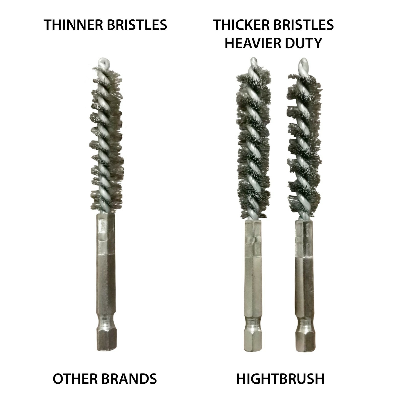 Hightbrush #11S 11mm DIA x 2” BP x 4”ol 1/4′ Hex drive SS Tube Brush HD 5 PAK
