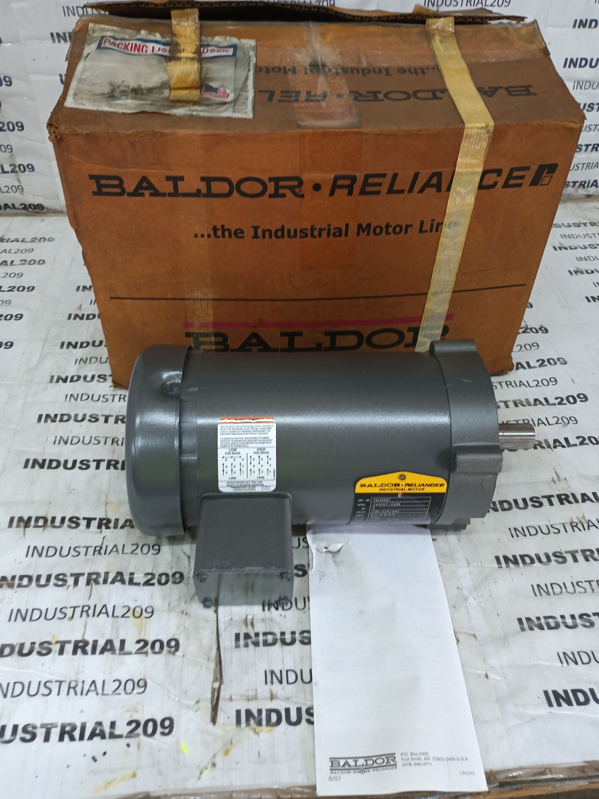 2HP BALDOR VM3555T MOTOR FRAME 143TC PH 3 VOLTS 208