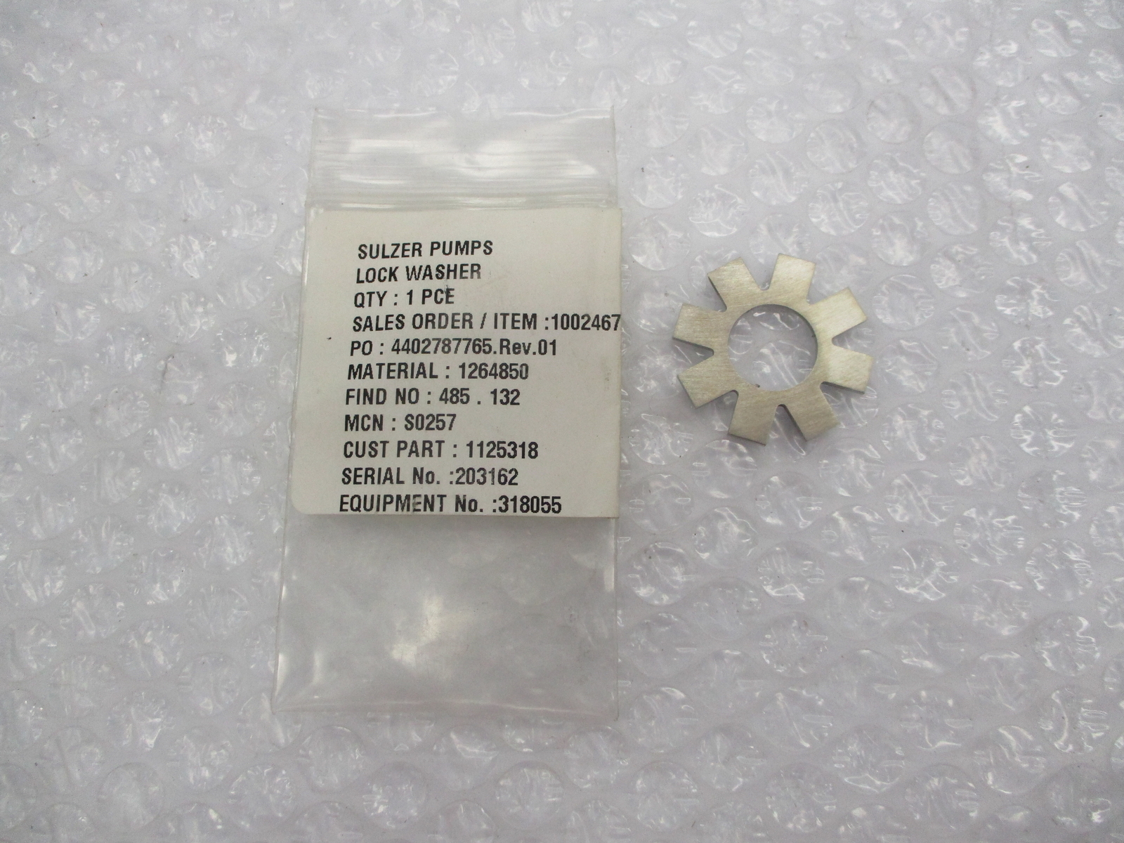 SULZER PUMPS 1125318 LOCK WAHSER NSMP