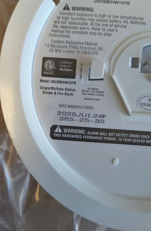 NEW USI/SM/HW10YR 2-IN-1 Smoke & Fire Alarm Hardwired + 10 Yr Battery Free Ship