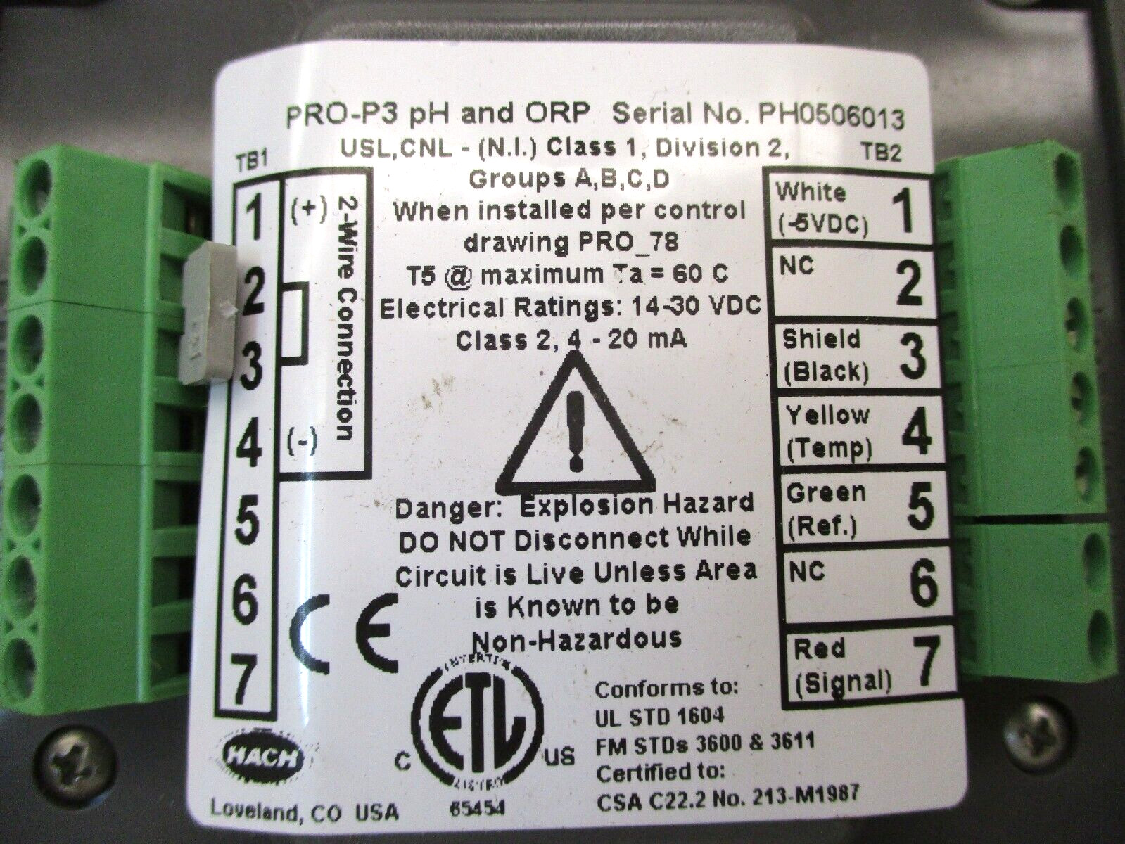 HACH PRO-P3 pH and ORP PRO-P3AIN A6985WVS