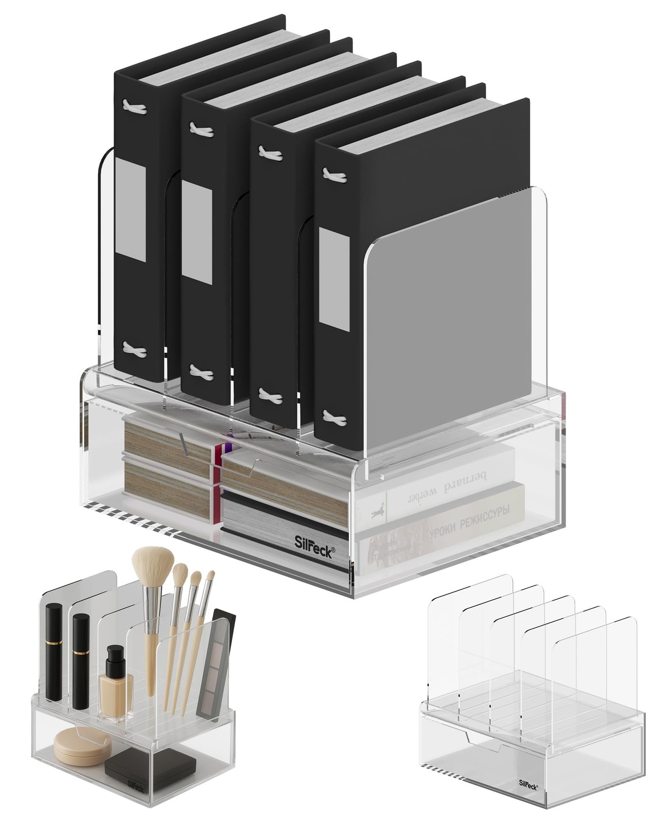 Acrylic Desktop Organizer Easy-Access Drawer I Clear Storage