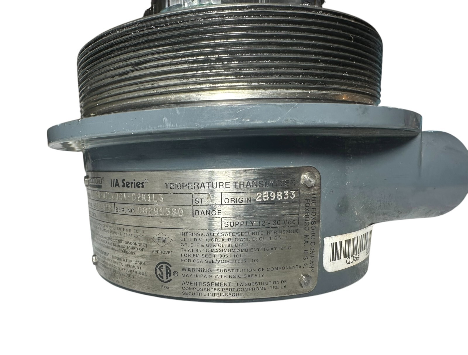 Foxboro I/A Series Temperature Transmitter RTT20-D1LJOCA-D2K1S – 12–30VDC
