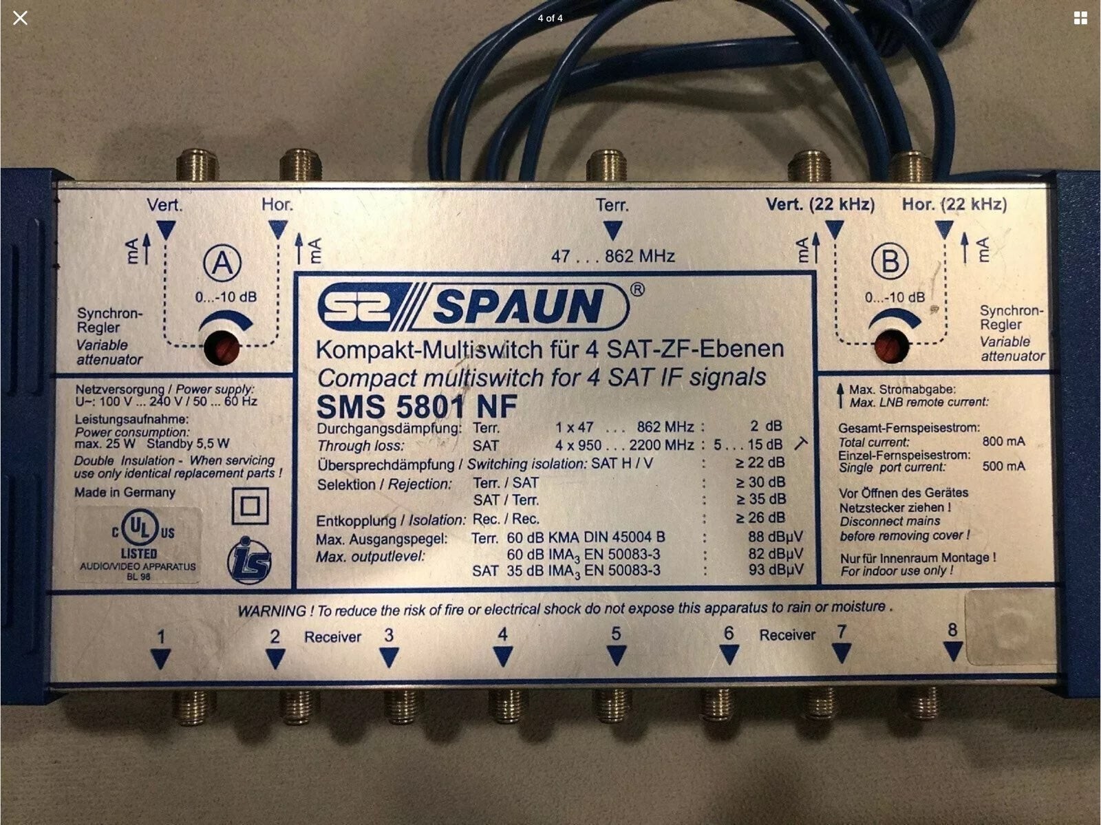 SPAUN SMS5801NF SATELLITE MULTISWITCH