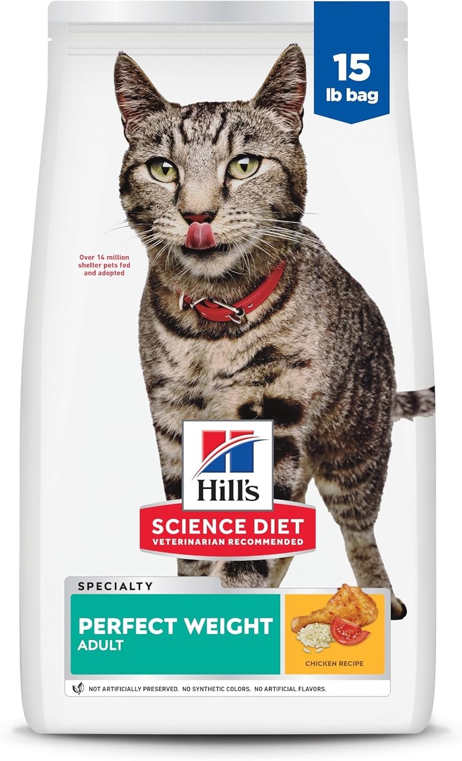 Hill’s Science Diet Adult Perfect Weight Dry Cat Food, Chicken, 15 lb. Bag