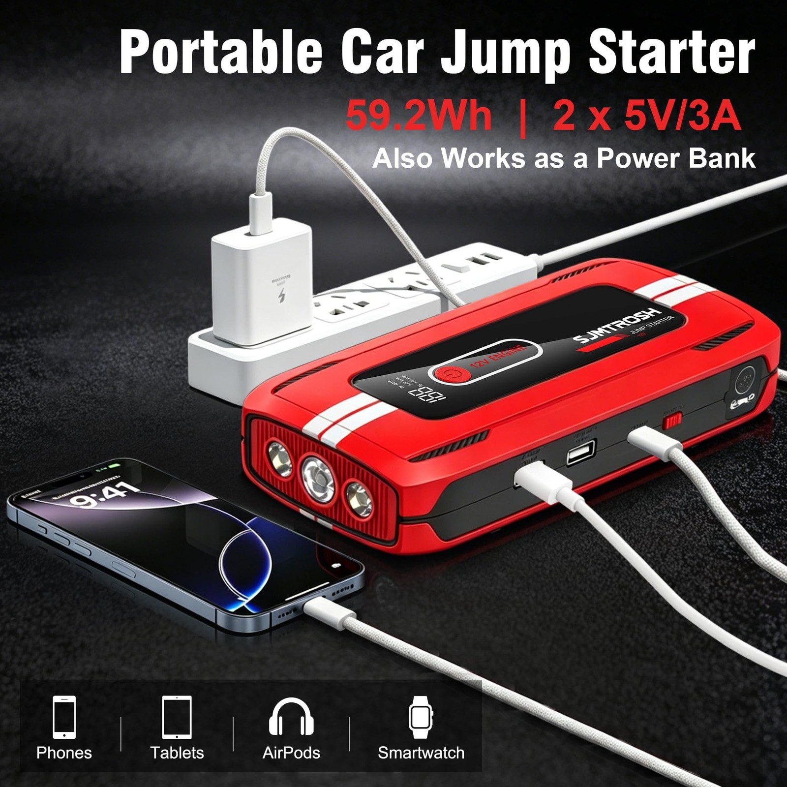 Jump Starter 5000A Peak, Jump Box 12V Battery Jumper Starter Portable, Jump P…