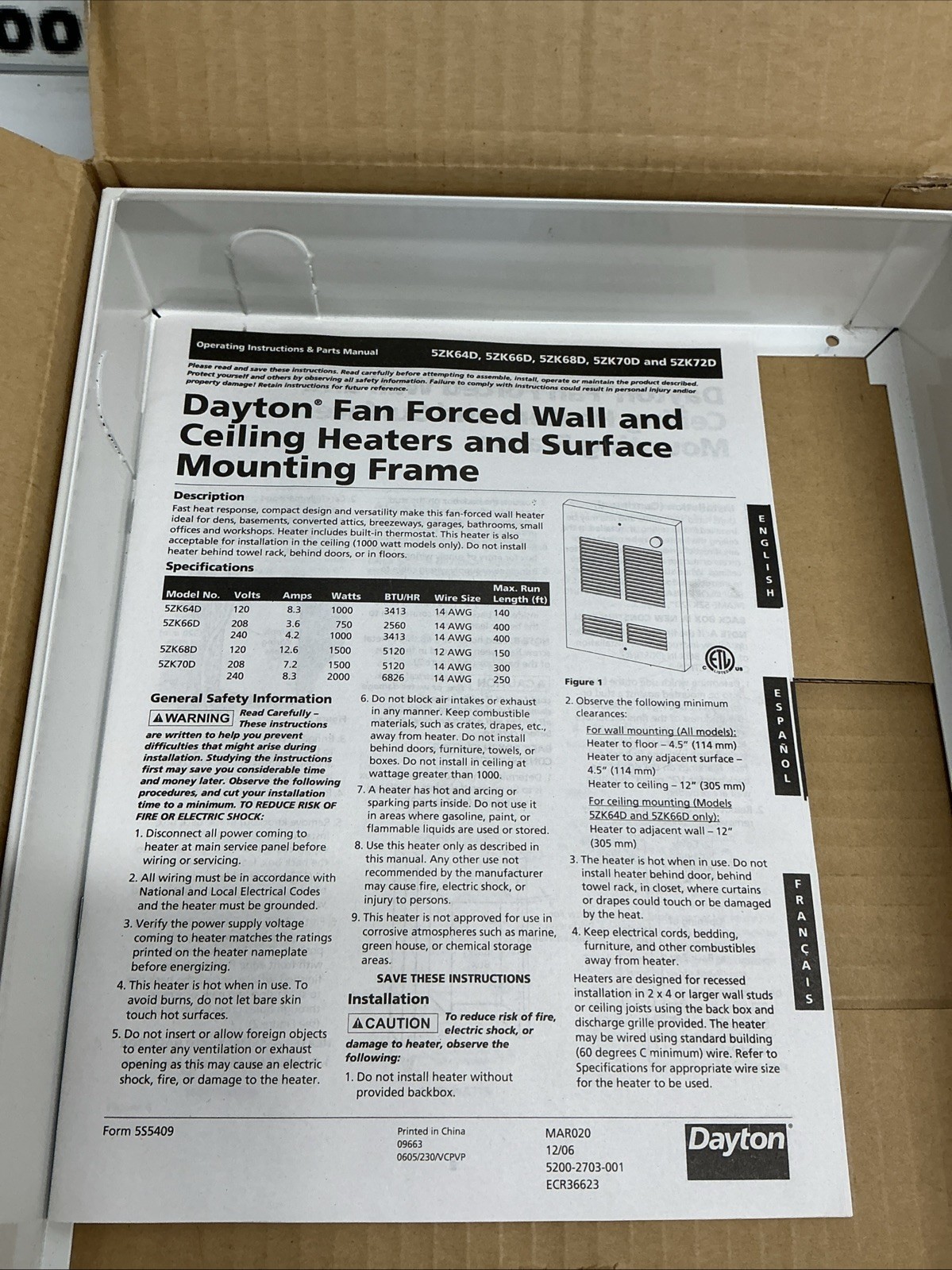 Dayton 5ZK72D SURFACE MOUNTING FRAME AC-491