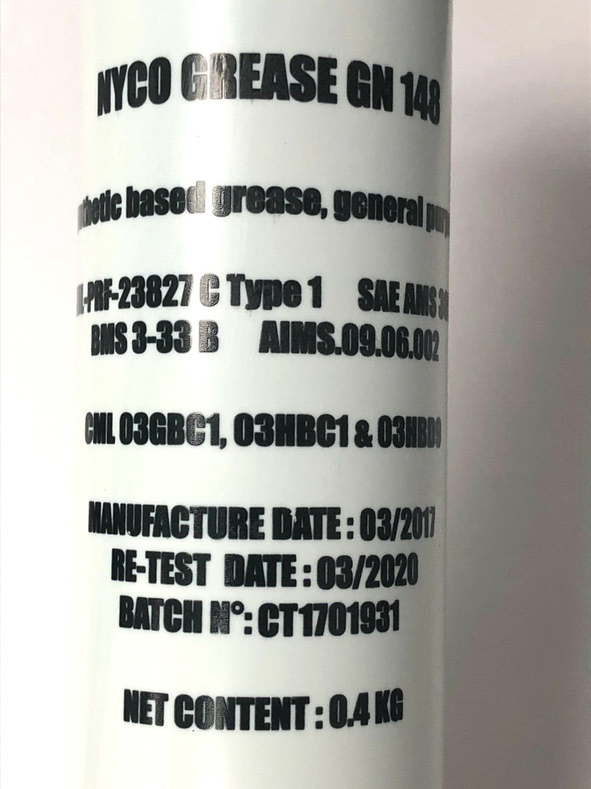 NYCO GN 148 GENERAL PURPOSE AIRCRAFT SYNTHETIC GREASE 0.4 KG CARTRIDGE