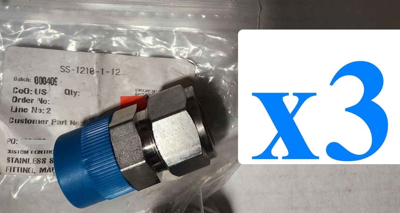 x3 NEW Swagelok SS-1210-1-12 Tube Fitting, 3/4 in. Tube OD x 3/4 in. Male NPT
