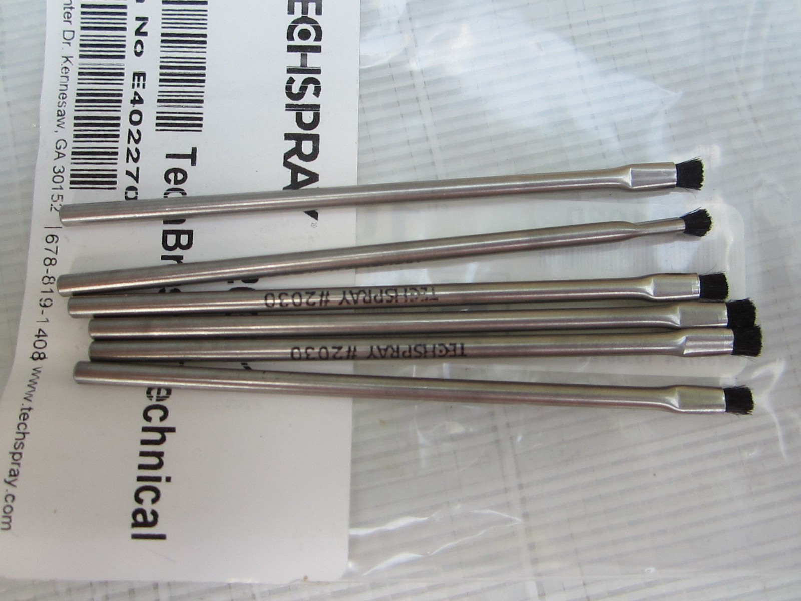 TECHSPRAY 2030-1 1/8X1/16 GOAT HAIR TECHNICAL CLEANING BRUSH LOT OF 6