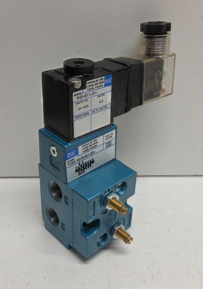 NEW NO BOX! MAC 24V 4-WAY 1/4″ PORTS SOLENOID VALVE 712C-12-PI-611JD