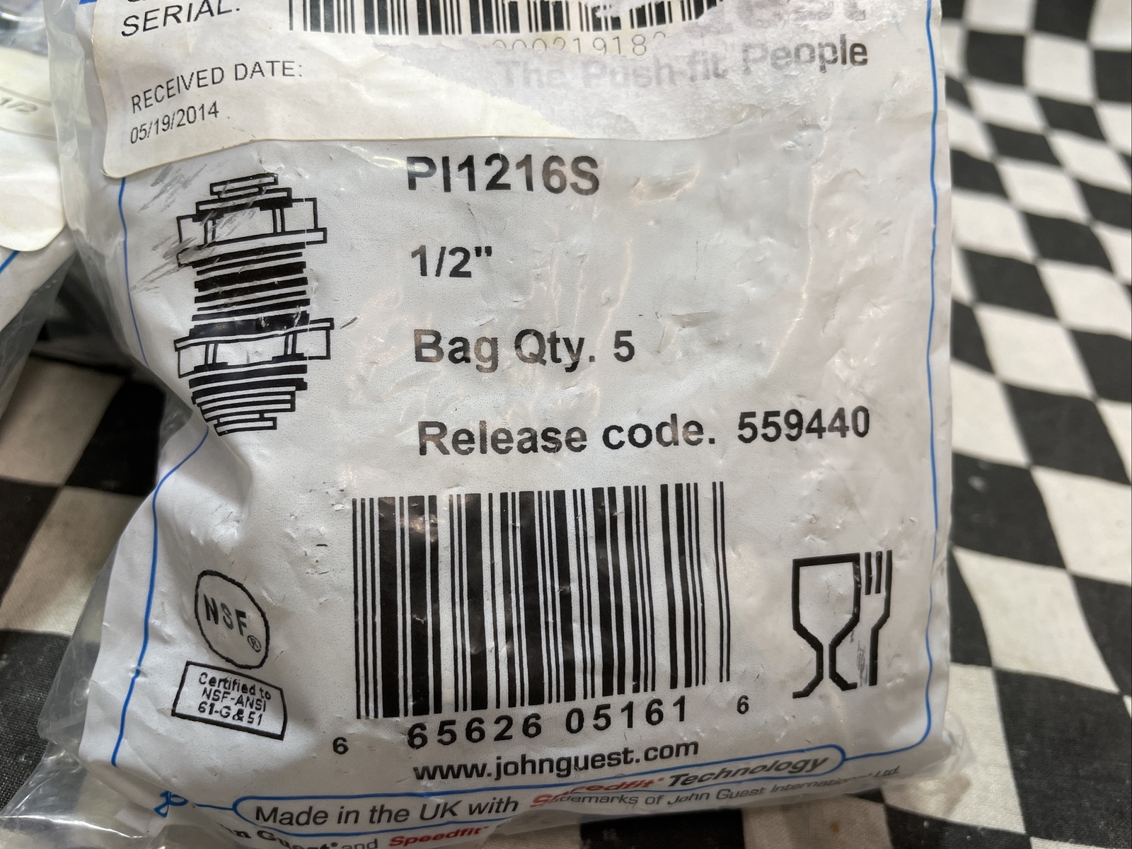 JOHN GUEST PI1216S, BULKHEAD UNION 1/2″, Lot of 40, SHIPSAMEDAY