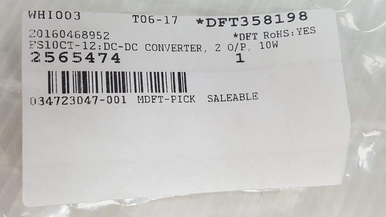 XP Power FS Series 209-FS10CT-12 Isolated DC/DC Converter