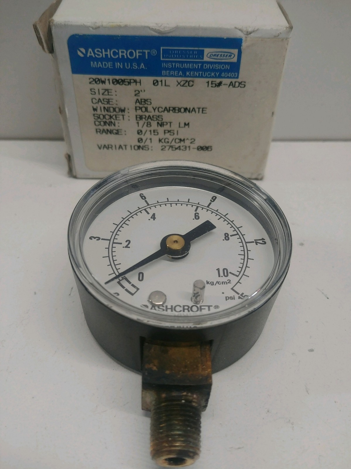 NEW! ASHCROFT 2″ 0-15 PSI 1/8 NPT PRESSURE GAUGE 20W1005PH-01L-XZC-15#-ADS