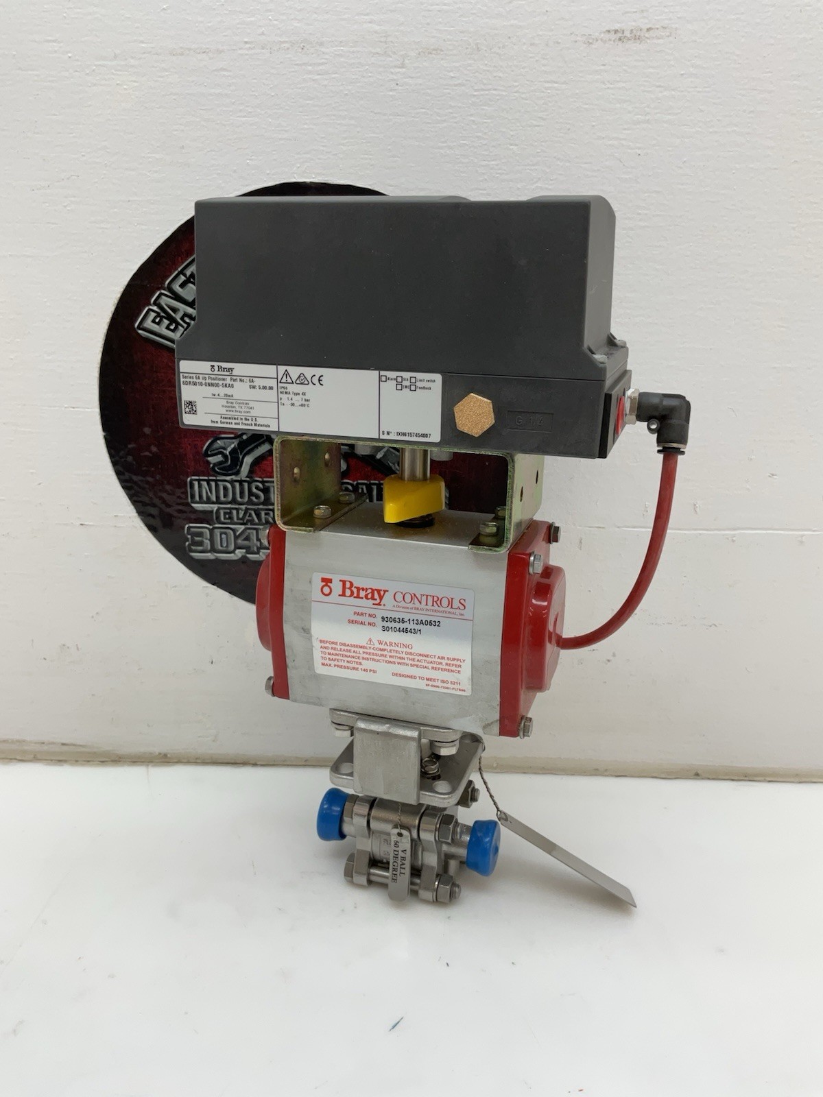Flow-Tek Bray Actuated 1/2”Stainless Sanitary Control Valve W/ Positioner 6A NEW