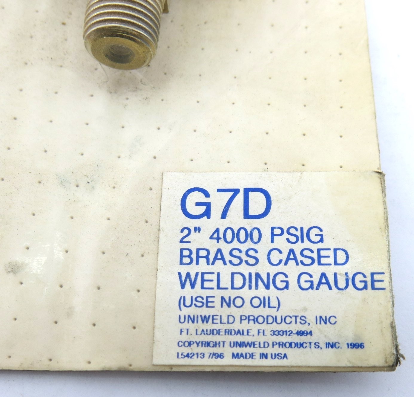 UNIWELD G7D Welding Gauge 2″ Brass 4000PSI 1/4 NPT New Sealed