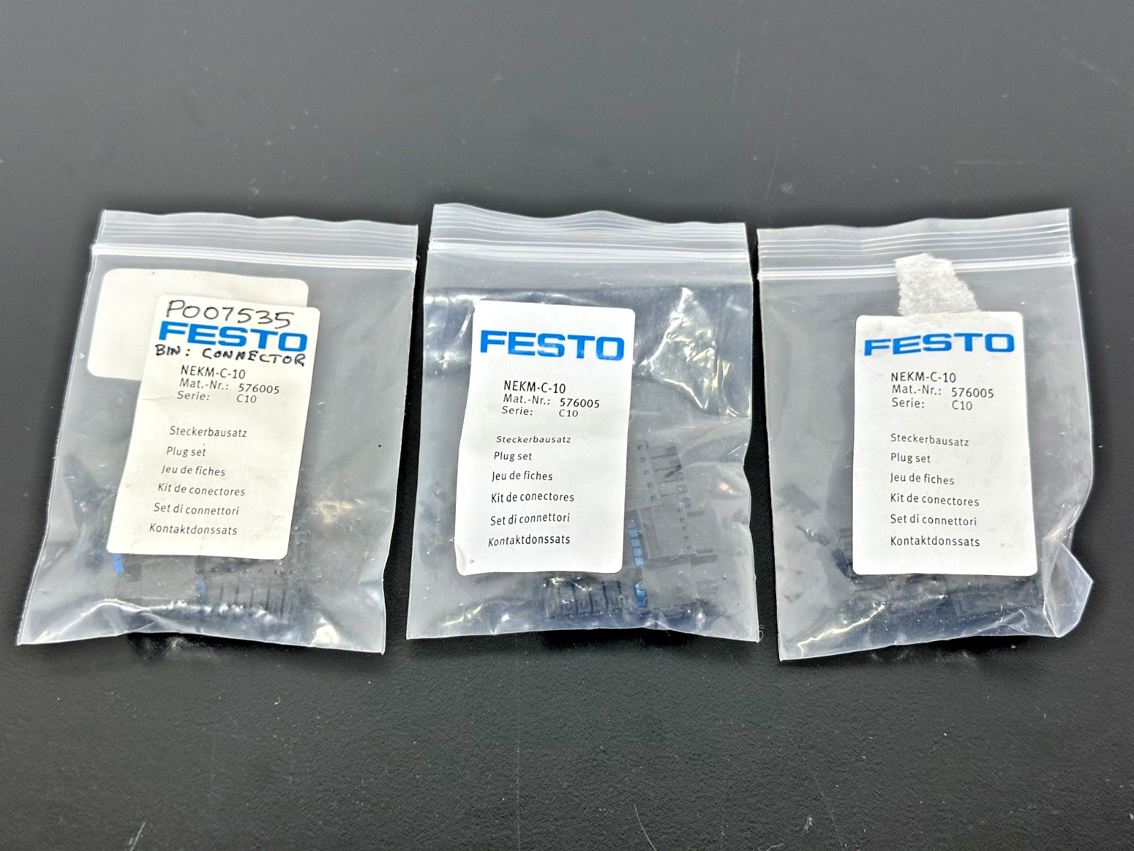Lot of 3 Festo NEKM-C-10 576005 Plug Set Connector Kit