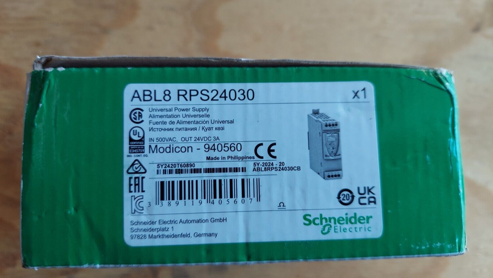 New Schneider Electric ABL8 RPS24030 Universal Power Supply Modicon 940560