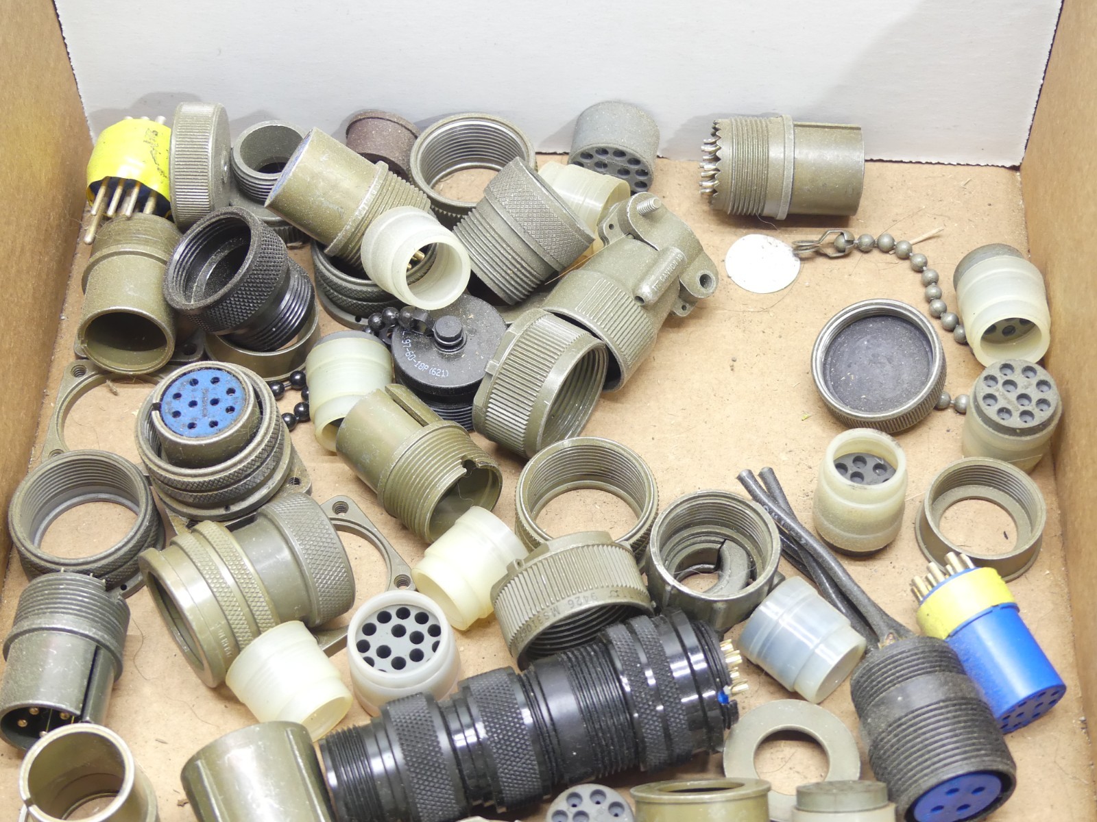 Misc. Lot of Size 18 Mil-Spec Circular Connector Components, Rings, and Plugs