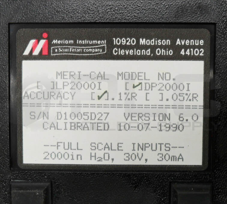 MERIAM INSTRUMENT DP2000I PRESSURE TRANSMITTER